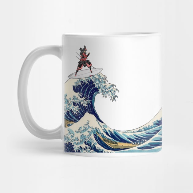 Samurai fight and ride the great wave by erterfed